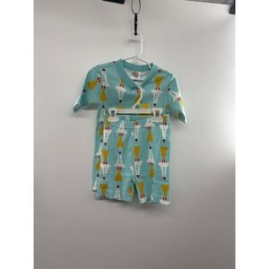 NWT Hanna Andersson Allover Print Pajama Set Kids 6-7 Blue Casual shorts rockets